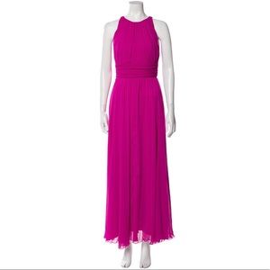 Badgley Mischka evening hot pink silk maxi gown dress size 2 or XS